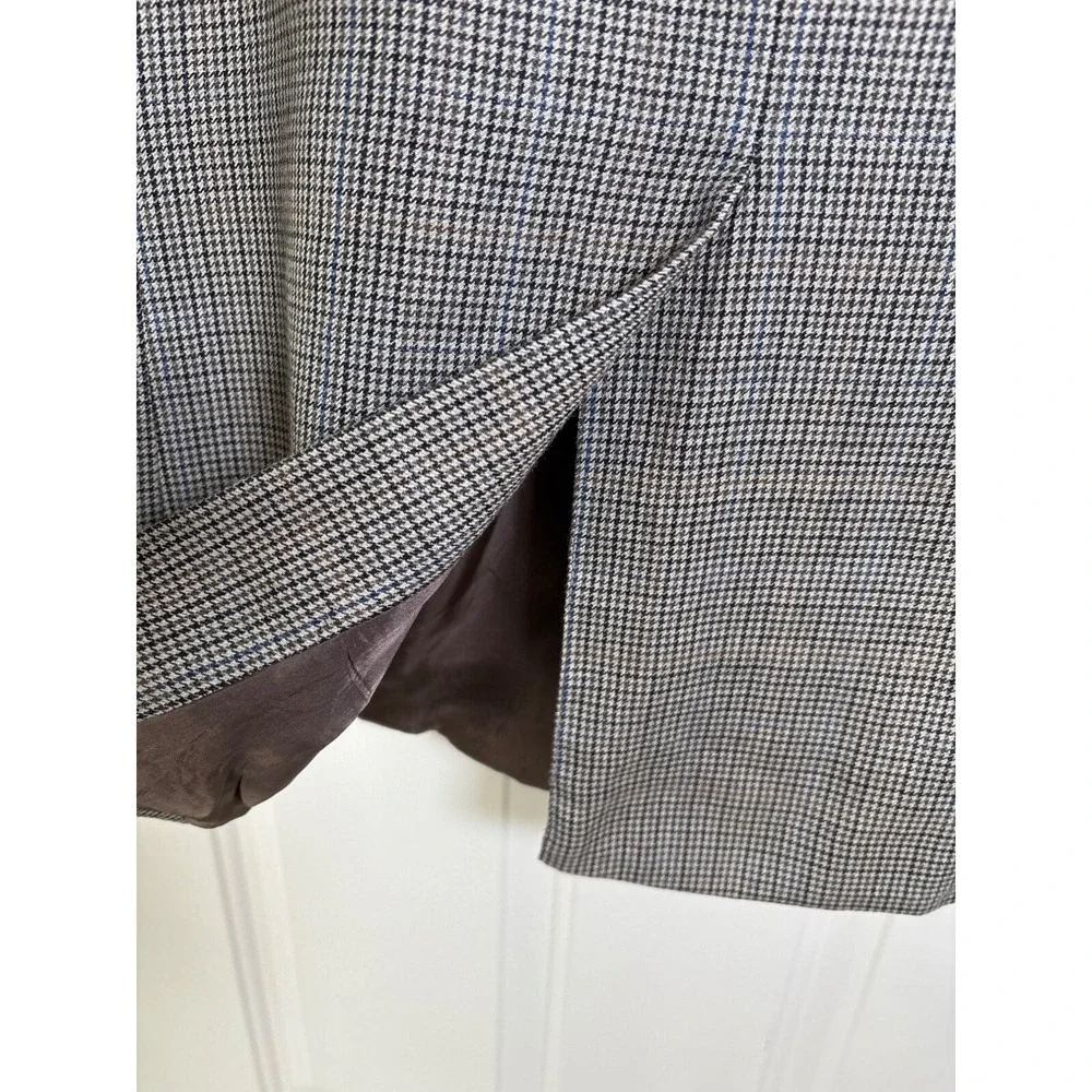 Lauren Ralph Lauren Sz 46 Houndstooth Plaid‎ Blazer Lined Silk Blend Sport Coat